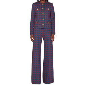 Rosetta Getty Pintuck Checkered Set (Jacket, Cropped Top & Wide Leg Pants) Sz S